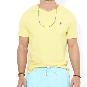 Yellow Ralph Lauren V Neck T-Shirt Size SP